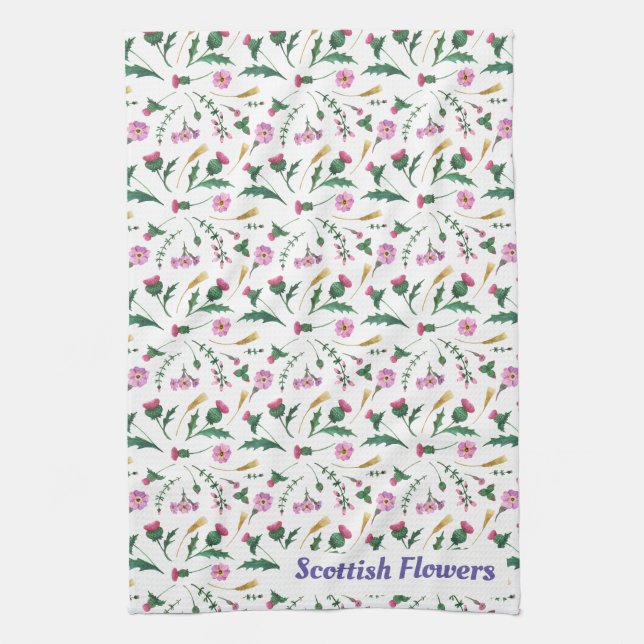 Scottish Flowers Tea Towel (Vertical)