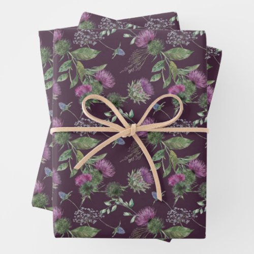 Scottish flowers wrapping paper sheet