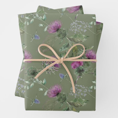 Scottish flowers wrapping paper sheets