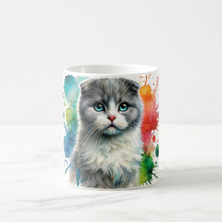 Scottish Fold Bi-Color Cat Watercolor Coffee Mug