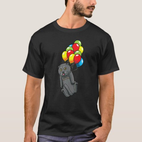 Scottish Fold Cat Balloons T-Shirt