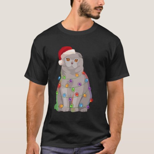 Scottish Fold Cat Lights Cat T_Shirt