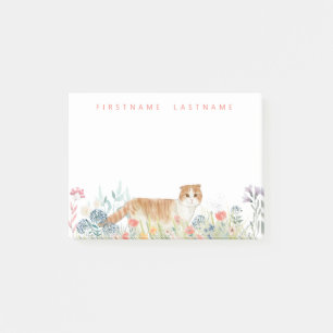 Scottish Fold Cat Monogram Floral Post-it Notes