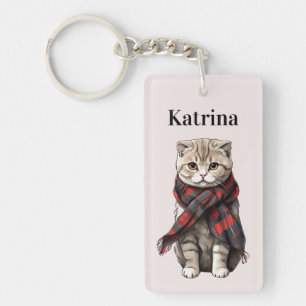 Scottish Fold Cat Personalized Keychain
