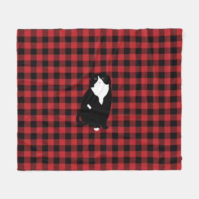 Scottish Fold Cat Plaid Fleece Blanket (Front (Horizontal))