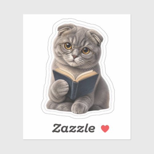 Scottish Fold Cat Reading Sticker