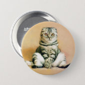 Scottish Fold Cat Sitting Portrait Button (Front & Back)