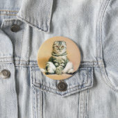 Scottish Fold Cat Sitting Portrait Button (In Situ)