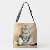 Scottish Fold Cat Sitting Portrait Crossbody Bag (Back)