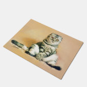 Scottish Fold Cat Sitting Portrait Doormat (Angled)
