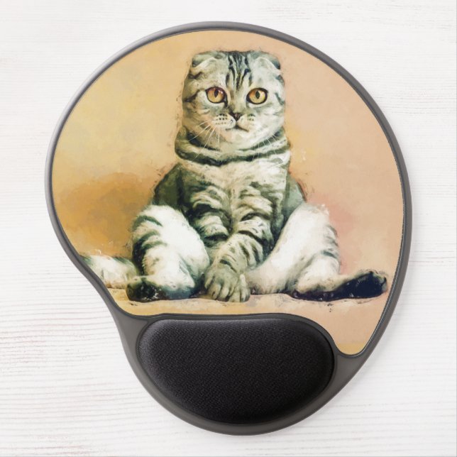 Scottish Fold Cat Sitting Portrait Gel Mouse Pad (Front)