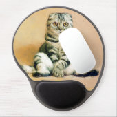 Scottish Fold Cat Sitting Portrait Gel Mouse Pad (Left Side)