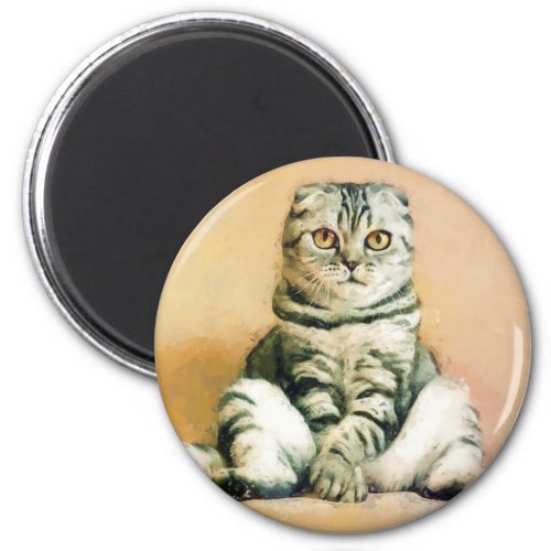 Scottish Fold Cat Sitting Portrait Magnet