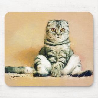 Scottish Fold Cat Sitting Portrait Mouse Pad