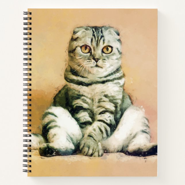Scottish Fold Cat Sitting Portrait Notebook (Front)