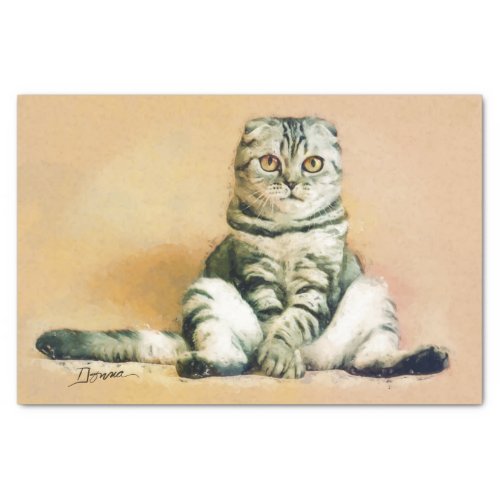 Scottish Fold Cat Sitting Portrait Tissue Paper