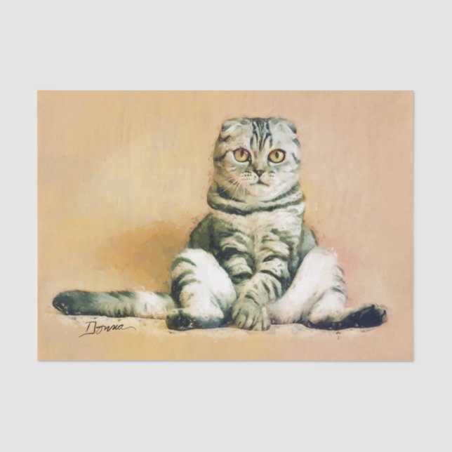 Scottish Fold Cat Sitting Portrait Tissue Paper (Front)