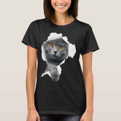 Scottish Fold Cats Torn Cloth Kitten  T_Shirt