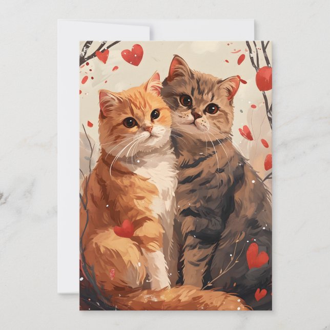 Scottish fold cats Valentine's day Holiday Card (Front)