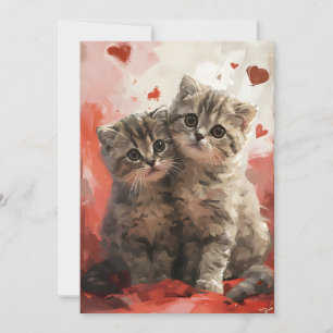 Scottish Fold cats Valentine's day Holiday Card