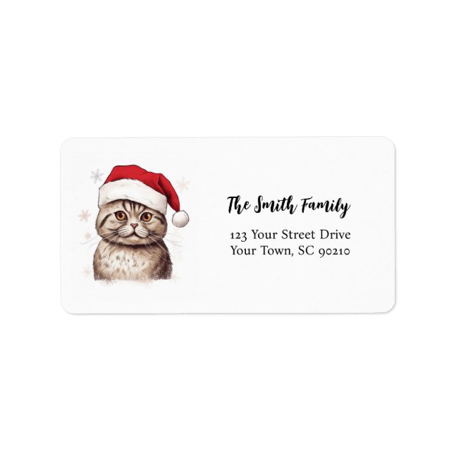 Scottish Fold Christmas Cat Return Address Labels (Front)