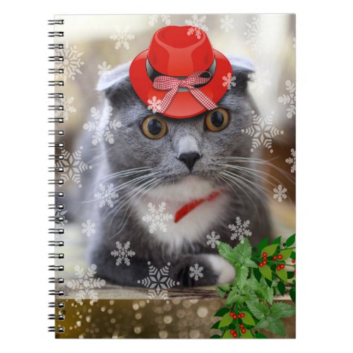 Scottish Fold Christmas Cat Spiral Notebook