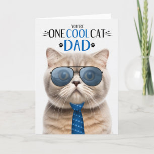 Scottish Fold Cream Cat Father's Day One Cool Cat Holiday Card