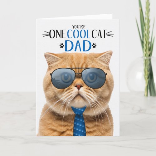 Scottish Fold Orange Cat Fathers Day One Cool Cat Holiday Card