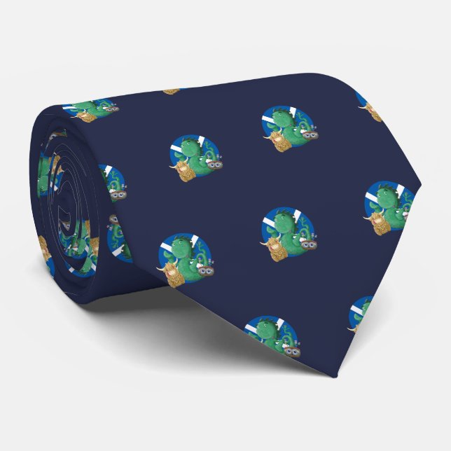 Scottish Friends  (midnight blue) Neck Tie (Rolled)