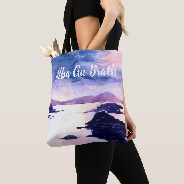 Scottish Gaelic Customizable Watercolour Tote Bag (Close Up)