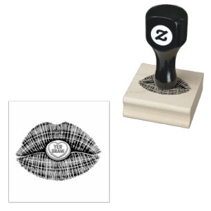 Scottish Gift Tartan Lips Love Pop Art Rubber Stamp