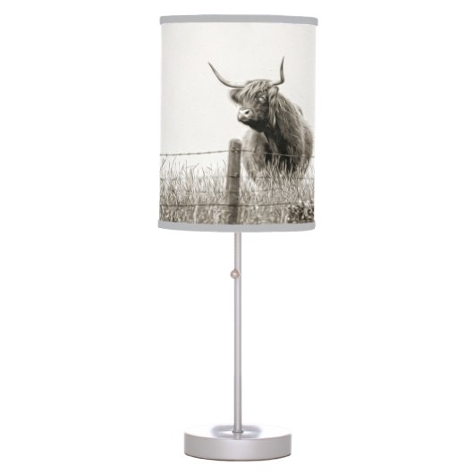 Scottish ginger Highland cow Table Lamp (Front)