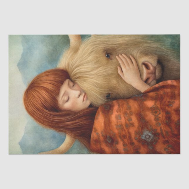 Scottish Girl And Highland Cow  Tissue Paper (Front)