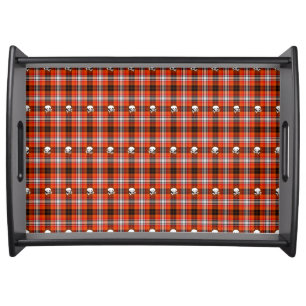 Scottish goth skulls plaid serving tray
