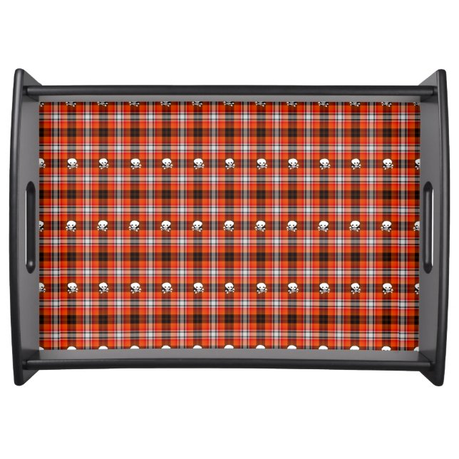 Scottish goth skulls plaid serving tray (Front)