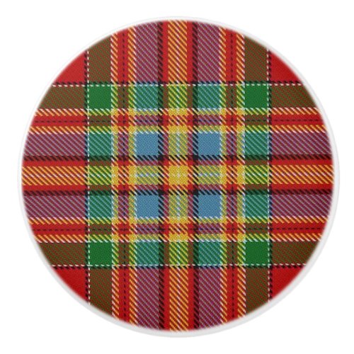Scottish Grandeur Clan Chattan Tartan Plaid Ceramic Knob