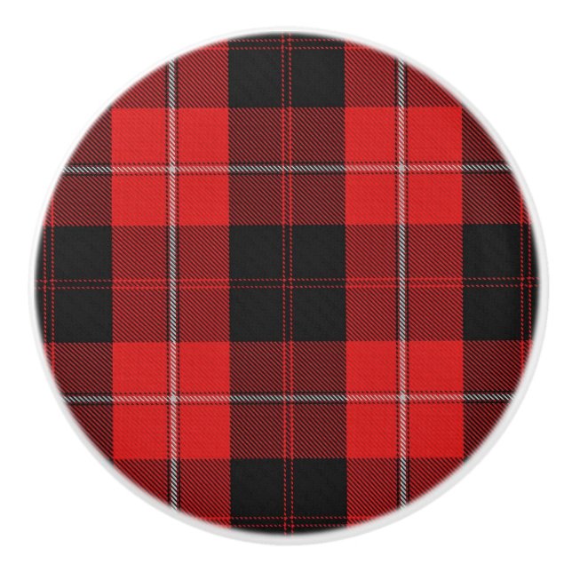 Scottish Grandeur Clan Cunningham Tartan Plaid Ceramic Knob (Front)