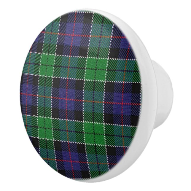 Scottish Grandeur Clan Leslie Hunting Tartan Ceramic Knob (Right)