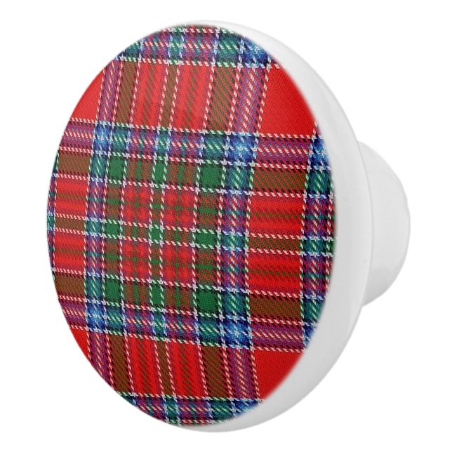 Scottish Grandeur Clan MacBean Tartan Plaid Ceramic Knob (Right)