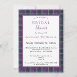 Scottish Green Purple Tartan Bridal Shower Invitation