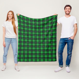 Scottish Green Tartan Plaid Fleece Blanket