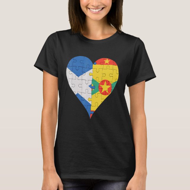 Scottish Grenadan Flag Heart T-Shirt (Front)
