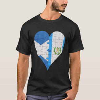 Scottish Guatemalan Flag Heart T-Shirt