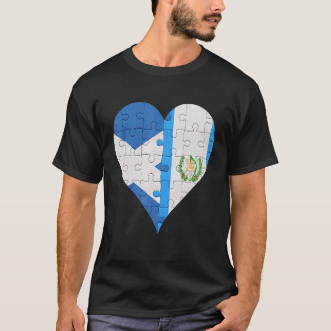 Scottish Guatemalan Flag Heart T-Shirt (Front)