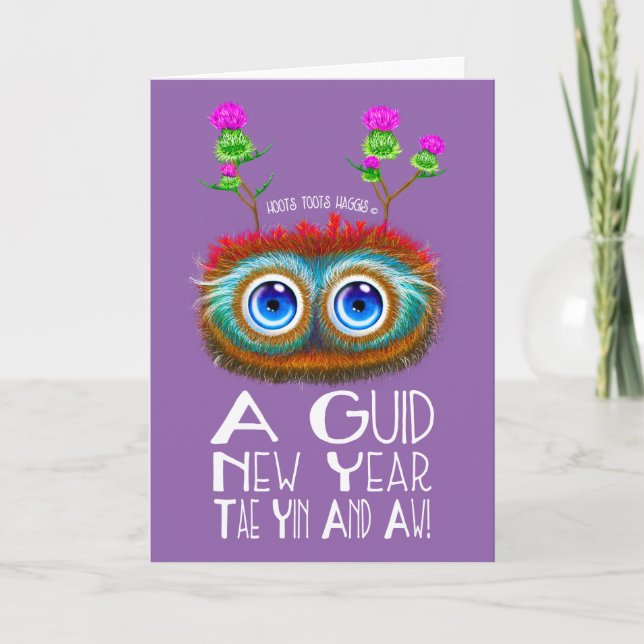 Scottish Haggis New Year's Blessing Holiday Card (Front)
