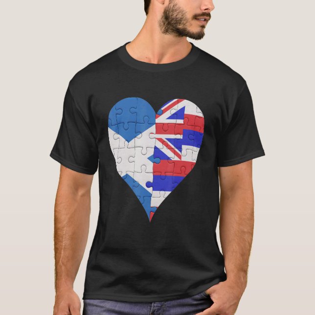 Scottish Hawaiian Flag Heart T-Shirt (Front)