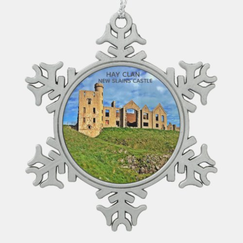 Scottish Hay Clan Castle Snowflake Framed Snowflake Pewter Christmas Ornament