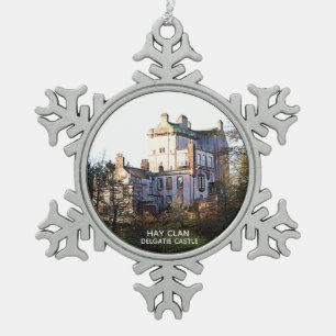 Scottish Hay Clan Delgatie Castle Snowflake Pewter Christmas Ornament