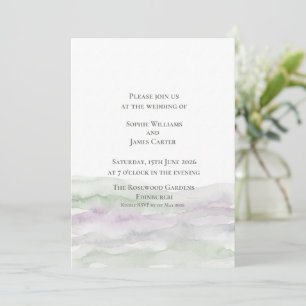 Scottish Heather Purple Watercolour Wedding Invitation
