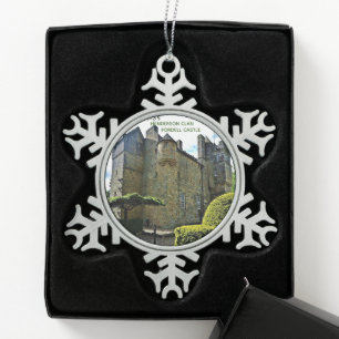 Scottish Henderson Clan's Fordell Castle Snowflake Pewter Christmas Ornament